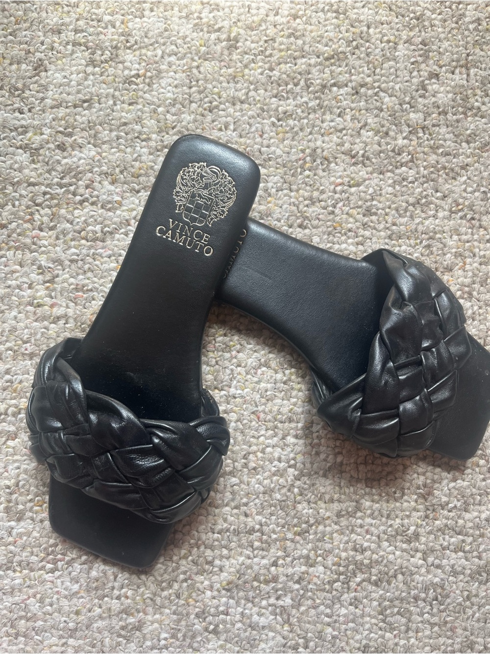 Vince Camuto Black Braided Slide Sandals